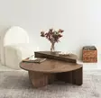 Walnut-sävyinen skandinaavinen sohvapöytä, 100% melamiinipinnoitettu, 18mm paksuus, 90x30x60cm ja 85x35x30cm - Sohvat - 8683342746847 - 1