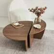 Walnut-sävyinen skandinaavinen sohvapöytä, 100% melamiinipinnoitettu, 18mm paksuus, 90x30x60cm ja 85x35x30cm - Sohvat - 8683342746847 - 4