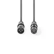 DMX sovitinkaapeli | XLR 3-Pin uros | XLR 3-Pin naaras | Niklattu | 1.00 m | Pyöreä | PVC | Tummanharmaa | Pahvikotelo - Audiokaapelit - 5412810295937 - 10