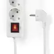 Jatkojohto | Maadoitettu virtaliitin / Tyyppi F (CEE 7/7) | 3-suuntainen | 1.50 m | 3680 W | 16 A | Maadoituksen tyyppi: Sivukontaktit | 230 V AC 50/60 Hz | Pistokannan kulma: 45 ° | H05VV-F 3G1.5mm² | On/off-kytkin | Valkoinen - Jatkojohdot - 5412810290697 - 31