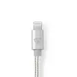 Lightning Kaapeli | USB 2.0 | Apple Lightning 8-Pin | USB-C Uros | 480 Mbps | Kullattu | 1.00 m | Pyöreä | Nailon / Punottu | Alumiini / Hopea | Laatikko kannella ja ikkunalla - Lightning-kaapelit - 5412810313037 - 47
