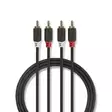 Stereoäänikaapeli | 2x RCA uros | 2x RCA uros | Kullattu | 3.00 m | Pyöreä | Antrasiitti | Laatikko - Audiokaapelit - 5412810265107 - 1