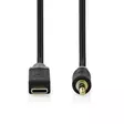USB-C Sovitin | USB 2.0 | USB-C Uros | 3.5 mm uros | 1.00 m | Pyöreä | Kullattu | PVC | Musta | Laatikko - Tietokone ja verkko - 5412810406807 - 10