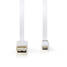 USB kaapeli | USB 2.0 | USB-A Uros | USB Micro-B Uros | 480 Mbps | Kullattu | 1.00 m | Litteä | PVC | Valkoinen | Muovipussi - Tietokone ja verkko - 5412810273447 - 7