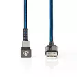 USB kaapeli | USB 2.0 | USB-A Uros | USB-C Uros | 480 Mbps | Kullattu | 2.00 m | Pyöreä | Nailon / Punottu | Musta / Sininen | Laatikko kannella ja ikkunalla - Tietokone ja verkko - 5412810327157 - 10