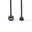 USB kaapeli | USB 3.2 Gen 2 | USB-A Uros | USB-C Uros | 60 W | 10 Gbps | Niklattu | 1.00 m | Pyöreä | PVC | Musta | Laatikko - Tietokone ja verkko - 5412810316137 - 10