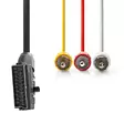 SCART-kaapeli | SCART Uros | 3x RCA uros | Niklattu | Vaihdettava | 480p | 2.00 m | Pyöreä | PVC | Musta | Label - Nedis tuotteet - 5412810426737 - 10