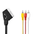 SCART-kaapeli | SCART Uros | 3x RCA uros | Niklattu | Vaihdettava | 480p | 2.00 m | Pyöreä | PVC | Musta | Label - Nedis tuotteet - 5412810426737 - 1
