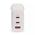 Seinälaturi | 100 W | GaN | PD3.0 | 2.5 / 3.0 / 5.0 A | Lähtöliitäntöjen määrä: 3 | USB-A / 2x USB-C | Automaattinen Jännitteen Valinta | Valkoinen - Verkkolaturit - 5412810470167 - 10