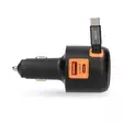 Autolaturi | 60 W | 2.4 / 3.0 A | Lähtöliitäntöjen määrä: 3 | Portin tyyppi: USB-A / USB-C | USB-C sisäänvedettävä kaapeli | 0.70 m | Automaattinen Jännitteen Valinta - Autolaturit - 5412810473687 - 25