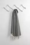 Fouta Rantapyyhe 95x190 cm - Musta Valkoinen, 100% Puuvillaa, Korkea Imukyky, Pehmeä, Konepestävä 30-40 °C - Pyyhkeet ja kylpytakit - 8683342757027 - 5