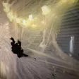 Halloween venyvä hämähäkinseitti 4x6m + 32 mustaa hämähäkkiä juhlakoriste sisä- ja ulkokäyttöön - Juhlakoristeet - 8720573261647 - 4