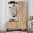 Hall Standi - Tyylikäs ja Kestävä Säilytysratkaisu, Tammi-Musta, 110x175x40 cm, 100% Melamiinipinnoitettu, Useita Hyllyjä - Eteiskaapit - 8682870656017 - 2