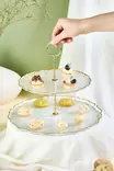 Kaksikerroksinen Keksilautanen 100% Lasia - Iso 28 cm, Pieni 21 cm - Tyylikäs ja Kestävä Keksien Esillepano - Lautaset - 8684283796267 - 2