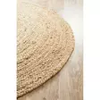 Käsinkudottu Jutematto 120x120 cm - Kamelinvärinen, 100% Jute, Helppohoitoinen, Tyylikäs ja Kestävä Sisustuselementti - Pyöreät matot - 8683342471497 - 3