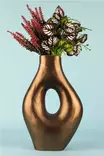 Käsinmaalattu Ruskea Keraaminen Koristeellinen Ruukku - 20 cm Leveys, 34 cm Korkeus - Tyylikäs Sisustuselementti - Kukka-amppelit ja maljakot - 8684283592517 - 2