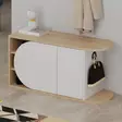 Kenkäkaappi, Huonekalut, Tammi Valkoinen, 100% Melamiinipinnoitettu Lastulevy, 104x50x37 cm, Pehmeästi Sulkeutuvat Saranat - Kenkäkaapit - 8684282587477 - 5
