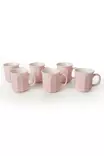 Keraaminen Muki Setti 6 kpl - Pinkki Kermainen - Antibakteerinen, Mikroaaltouuni- ja Astianpesukoneenkestävä 9 cm/270 ml - Kahvi- ja teeastiat - 8684282461067 - 1
