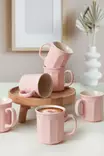 Keraaminen Muki Setti 6 kpl - Pinkki Kermainen - Antibakteerinen, Mikroaaltouuni- ja Astianpesukoneenkestävä 9 cm/270 ml - Kahvi- ja teeastiat - 8684282461067 - 2