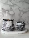 Kolmen Kynttilän Setti - 100% Soya - Harmaa Valkoinen - 6x5x6 cm - Sisustukseen ja Lahjaksi - Rentouttava Tunnelma - Kynttilät ja lyhdyt - 8684283555567 - 4