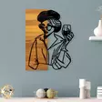 Koristeellinen Puinen Seinäkoriste Musta Vaalea Pähkinä 39x3x50 cm - 50% Puu 50% Metalli - Helppo Asennus - Koristeet, koriste-esineet - 8683342445917 - 2