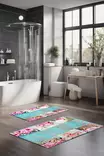 Kylpyhuonematto 2-osainen Setti - Monivärinen, 100% Polyesteri, 7mm Nukka, 600 gr/m², Koko 40x60cm ja 60x100cm - Kylpyhuonematot ja kosteantilan matot - 8684283195077 - 2
