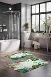 Kylpyhuonematto 2-osainen Setti - Monivärinen, 100% Polyesteri, 7mm Nukka, 600gr/m², Koko 40x60cm ja 60x100cm - Kylpyhuonematot ja kosteantilan matot - 8684283195947 - 2