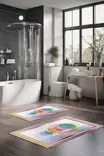 Kylpyhuonematto Setti 2-osainen, Monivärinen, 100% Polyesteri, 40x60 cm & 60x100 cm, Konepestävä, Liukumaton - Kylpyhuonematot ja kosteantilan matot - 8684283193837 - 2