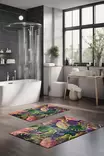 Kylpyhuonematto Setti 2-osainen, Monivärinen, 100% Polyesteri, 7 mm Nukka, 600 gr/m², Koko 40x60 cm ja 60x100 cm - Kylpyhuonematot ja kosteantilan matot - 8684283196197 - 2
