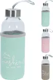 Lasinen juomapullo 400 ml neopreenisuojuksella ja kantohihnalla - Juomapullot - 8721037344807 - 1