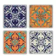 Luonnonkivinen Lasimatto 4 kpl - Monivärinen Keittiötarvike, 10x10x1 cm, Helppo Asennus, Yksilöllinen Käsityö - Pöytäliinat ja tabletit - 8682870014077 - 1