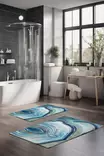 Luxus Kylpyhuonemattosetti (2 kpl), monivärinen, 40 x 60 cm, 60 x 100 cm, kestävä - Kylpyhuonematot ja kosteantilan matot - 8684283193127 - 2