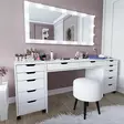 Matta Valkoinen Meikkipöytä - 100% Melamiinipinnoitettu Lastulevy, 18mm Paksuus, 200x77,4x55cm, 5 Pakettia - Meikkipöydät - 8684283109937 - 4