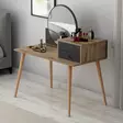 Meikkipöytä Anthracite Walnut - 100% Melamiinipinnoitettu, 120x96x60 cm, 2 Laatikkoa, Näppäimistötaso, Seinään Kiinnitettävä - Meikkipöydät - 8683743315987 - 3