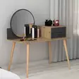 Meikkipöytä Anthracite Walnut - 100% Melamiinipinnoitettu, 120x96x60 cm, 2 Laatikkoa, Näppäimistötaso, Seinään Kiinnitettävä - Meikkipöydät - 8683743315987 - 4