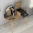 Meikkipöytä Anthracite Walnut - 100% Melamiinipinnoitettu, 120x96x60 cm, 2 Laatikkoa, Näppäimistötaso, Seinään Kiinnitettävä - Meikkipöydät - 8683743315987 - 8