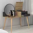 Meikkipöytä Anthracite Walnut - 100% Melamiinipinnoitettu, 120x96x60 cm, 2 Laatikkoa, Näppäimistötaso, Seinään Kiinnitettävä - Meikkipöydät - 8683743315987 - 6