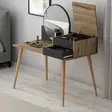 Meikkipöytä Anthracite Walnut - 100% Melamiinipinnoitettu, 120x96x60 cm, 2 Laatikkoa, Näppäimistötaso, Seinään Kiinnitettävä - Meikkipöydät - 8683743315987 - 5