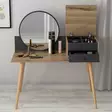 Meikkipöytä Anthracite Walnut - 100% Melamiinipinnoitettu, 120x96x60 cm, 2 Laatikkoa, Näppäimistötaso, Seinään Kiinnitettävä - Meikkipöydät - 8683743315987 - 7