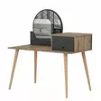 Meikkipöytä Anthracite Walnut - 100% Melamiinipinnoitettu, 120x96x60 cm, 2 Laatikkoa, Näppäimistötaso, Seinään Kiinnitettävä - Meikkipöydät - 8683743315987 - 9