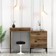 Moderni Meikkipöytä, Pähkinä, 100% Melamiinipinnoitettu Lastulevy, 18mm, Muovikahva, Metallijalat, 124x84,7x40cm - Meikkipöydät - 8683743327607 - 2