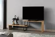 Moderni TV-taso, Musta Mänty, 100% Melamiinipinnoitettu, 153x44x30 cm, Useita Hyllyjä, Seinään Kiinnitettävä - TV-tasot - 8681875570557 - 2