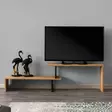 Moderni TV-taso, Musta Mänty, 100% Melamiinipinnoitettu, 153x44x30 cm, Useita Hyllyjä, Seinään Kiinnitettävä - TV-tasot - 8681875570557 - 4