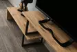 Moderni TV-taso, Musta Mänty, 100% Melamiinipinnoitettu, 153x44x30 cm, Useita Hyllyjä, Seinään Kiinnitettävä - TV-tasot - 8681875570557 - 6