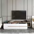 Moderni TV-taso, Pähkinä Valkoinen, 180x46,4x38,9 cm, 100% Melamiinipinnoitettu, Useita Hyllyjä, Seinään Kiinnitettävä - TV-tasot - 8682870664647 - 3