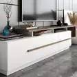Moderni TV-taso, Pähkinä Valkoinen, 180x46,4x38,9 cm, 100% Melamiinipinnoitettu, Useita Hyllyjä, Seinään Kiinnitettävä - TV-tasot - 8682870664647 - 4