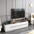 Moderni TV-taso, Pähkinä Valkoinen, 180x46,4x38,9 cm, 100% Melamiinipinnoitettu, Useita Hyllyjä, Seinään Kiinnitettävä - TV-tasot - 8682870664647 - 2