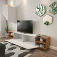 Moderni TV-taso Valkoinen Tiikki 240x47x37,5 cm - 100% Melamiinipinnoitettu - Useita Hyllyjä - Kiinnitettävä Seinä - TV-tasot - 8681181980217 - 3