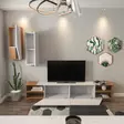 Moderni TV-taso Valkoinen Tiikki 240x47x37,5 cm - 100% Melamiinipinnoitettu - Useita Hyllyjä - Kiinnitettävä Seinä - TV-tasot - 8681181980217 - 5