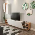 Moderni TV-taso Valkoinen Tiikki 240x47x37,5 cm - 100% Melamiinipinnoitettu - Useita Hyllyjä - Kiinnitettävä Seinä - TV-tasot - 8681181980217 - 6